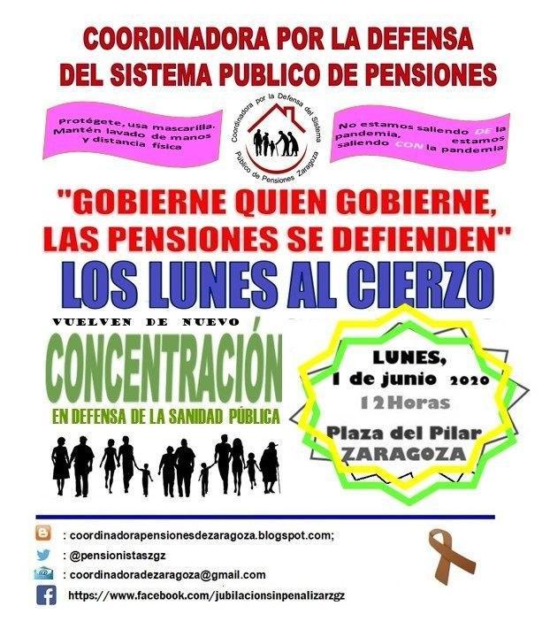Los lunes al Cierzo. Concentración en defensa de las pensiones
