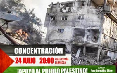 La Izquierda de Aragón participa en la concentración de apoyo a Gaza convocado por el Foro Palestina Libre