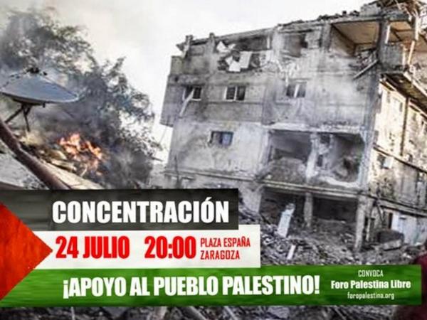 La Izquierda de Aragón participa en la concentración de apoyo a Gaza convocado por el Foro Palestina Libre