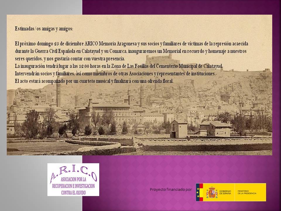 Acompañamos a los familiares de las víctimas de la represión franquista en el acto de inauguración del memorial en su recuerdo y homenaje que se celebra en Calatayud
