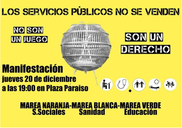 Apoyamos la manifestación de las Mareas, unidas en defensa de los servicios públicos