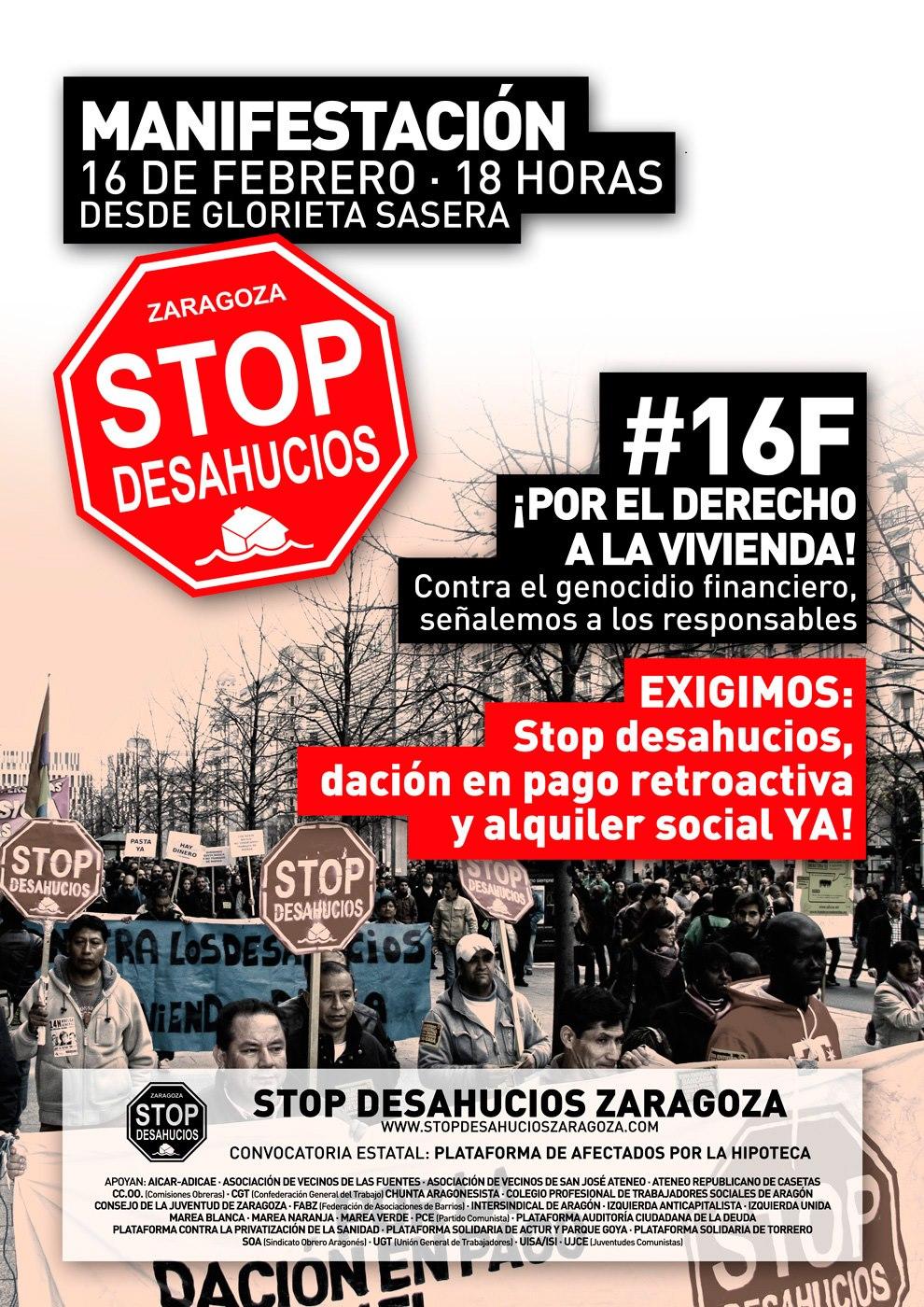 Nos sumamos a las movilizaciones “Por el derecho a la vivienda” convocadas en Zaragoza y en Huesca