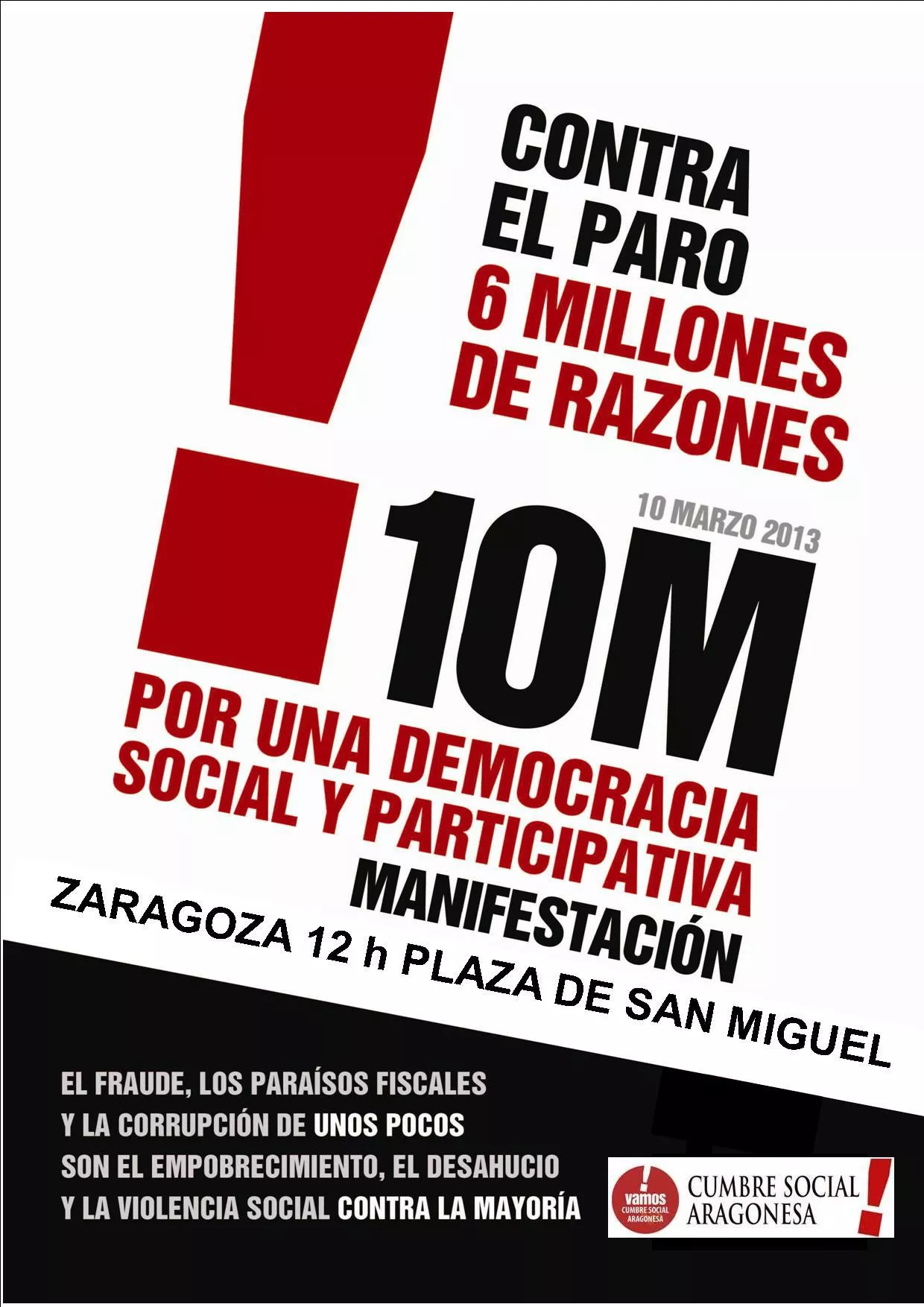 Participamos en las movilizaciones convocadas por la Cumbre Social este domingo en Zaragoza, Huesca y Teruel
