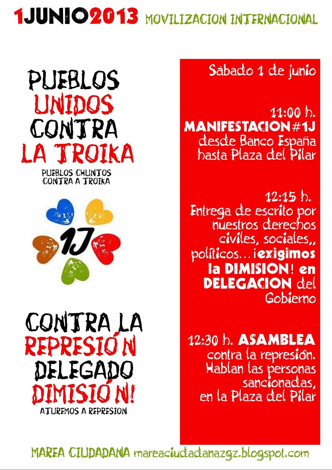 Llamamiento a la participación masiva en la Marea Ciudadana contra la Troika