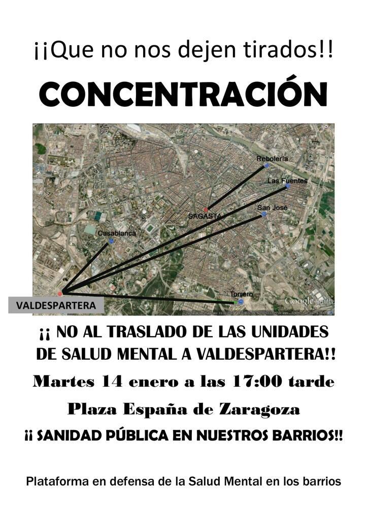 Participamos en la concentración convocada contra el cierre de cinco unidades de salud mental en Zaragoza