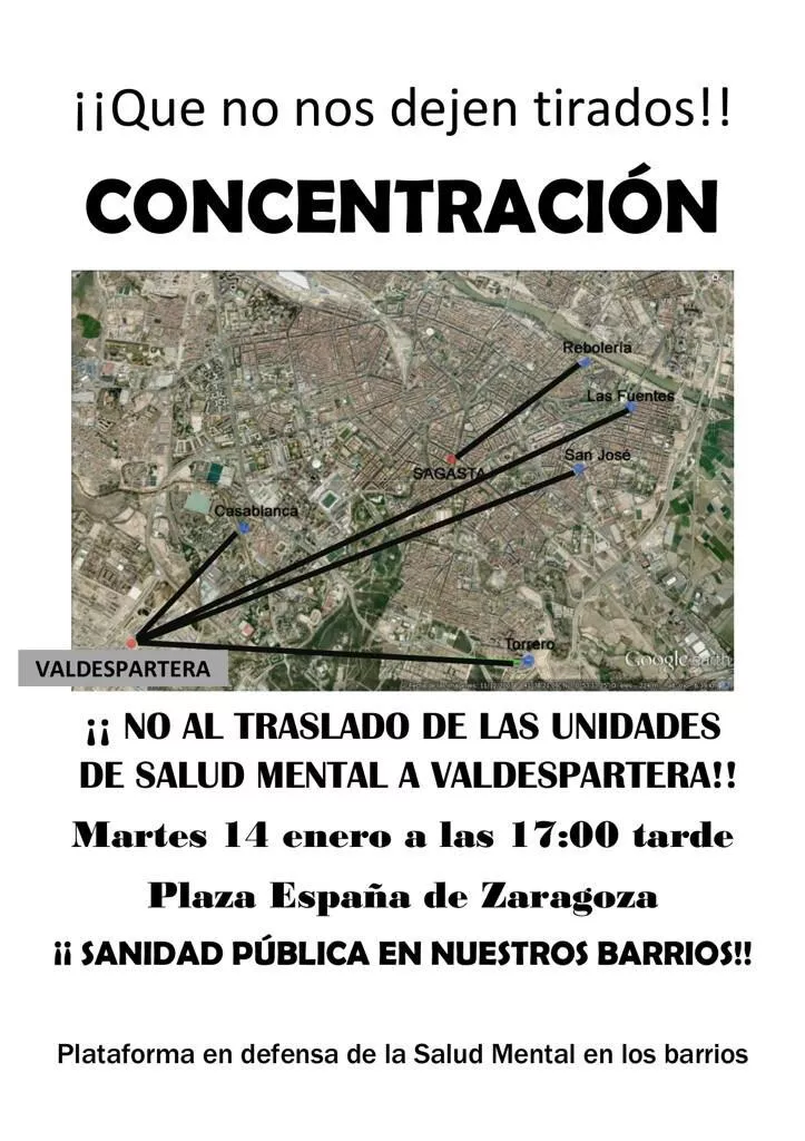 Participamos en la concentración convocada contra el cierre de cinco unidades de salud mental en Zaragoza