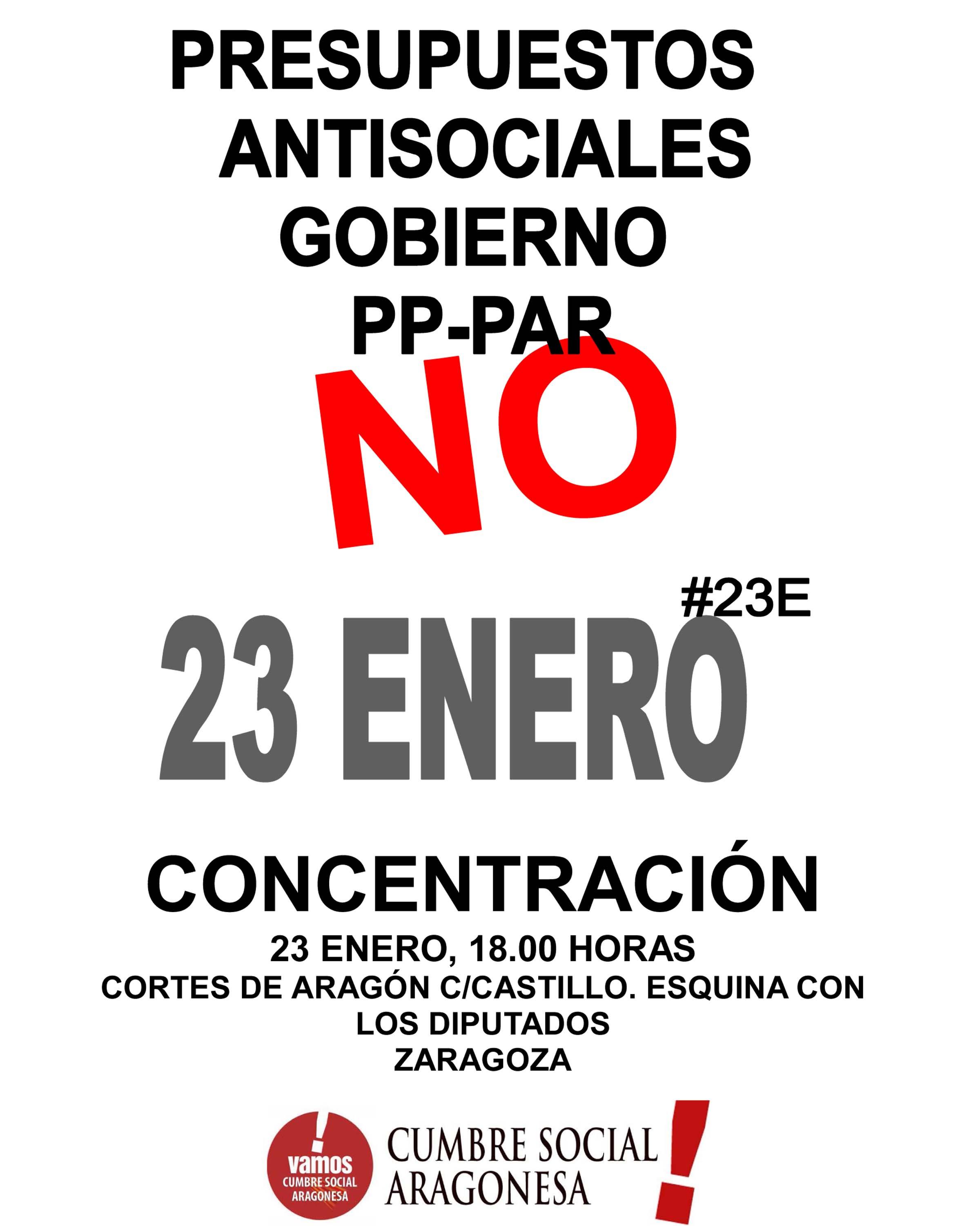 Apoyamos la concentración convocada por la Cumbre Social en protesta por los presupuestos “antisociales”