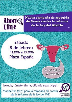 Participamos en la campaña de recogida de firmas contra la reforma de la Ley del Aborto organizada por la Coordinadora de Organizaciones Feministas de Zaragoza