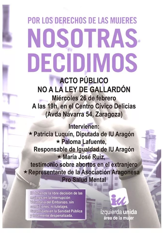 “Nosotras decidimos”, acto público contra la reforma de la Ley del Aborto en Zaragoza