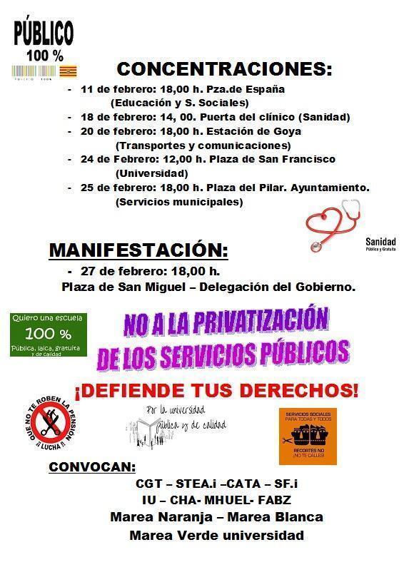 Participamos en la concentración convocada por el Foro Púbico 100% contra la privatización de los servicios públicos