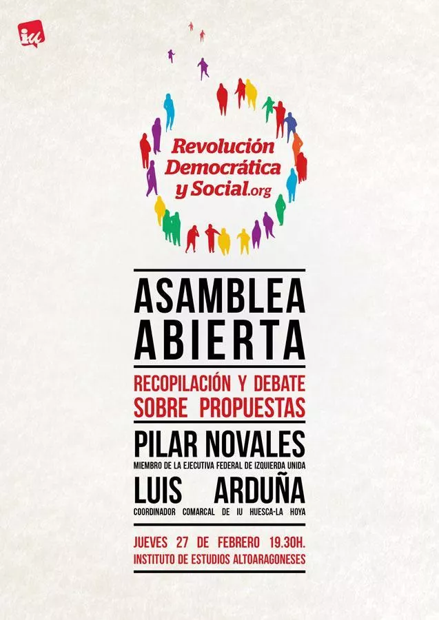 Organizamos en Huesca una Asamblea abierta por una ‘Revolución Democrática y Social’