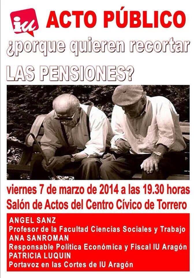 Alertamos sobre la reforma de las pensiones esta tarde en el  centro cívico de Torrero