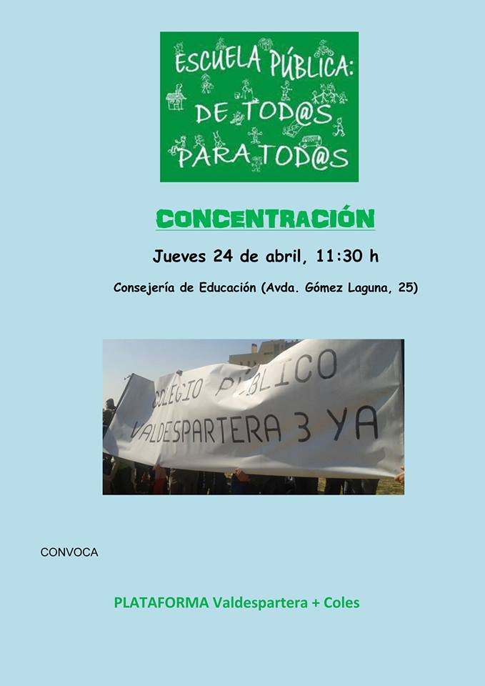 Participamos en la concentración convocada por la Plataforma Valdespartera +Coles