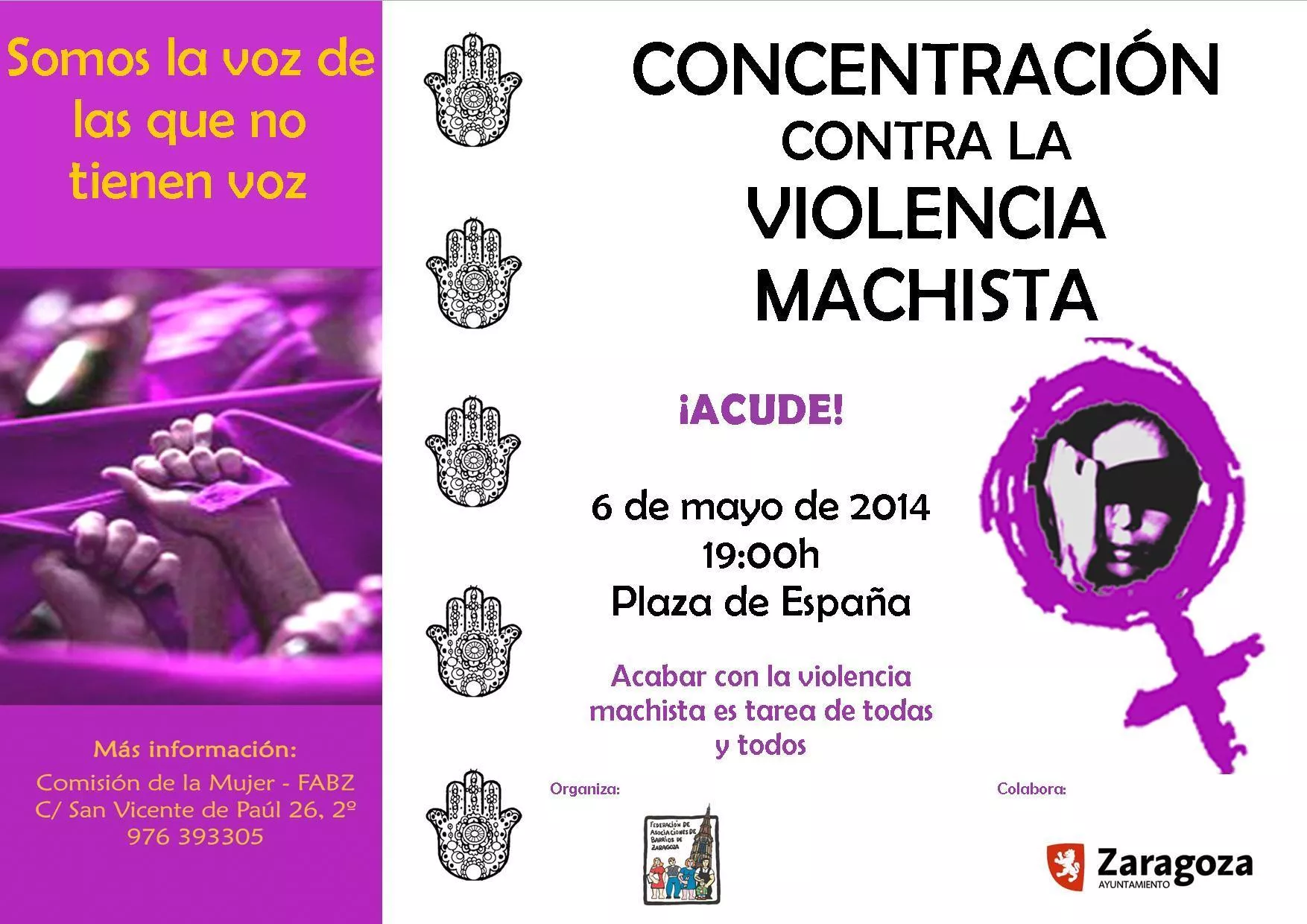 Nos unimos a las voces contra la violencia machista que hoy se alzarán en Zaragoza