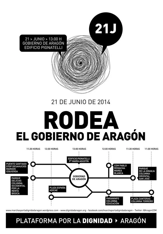 Llamamiento a la ciudadanía a “rodear” el Gobierno de Aragón en un acto convocado por la Plataforma por la Dignidad