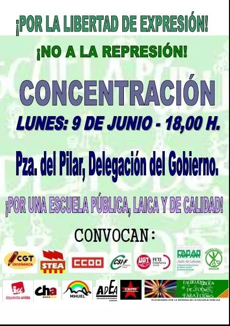Participamos en la concentración por la libertad de expresión y la escuela pública