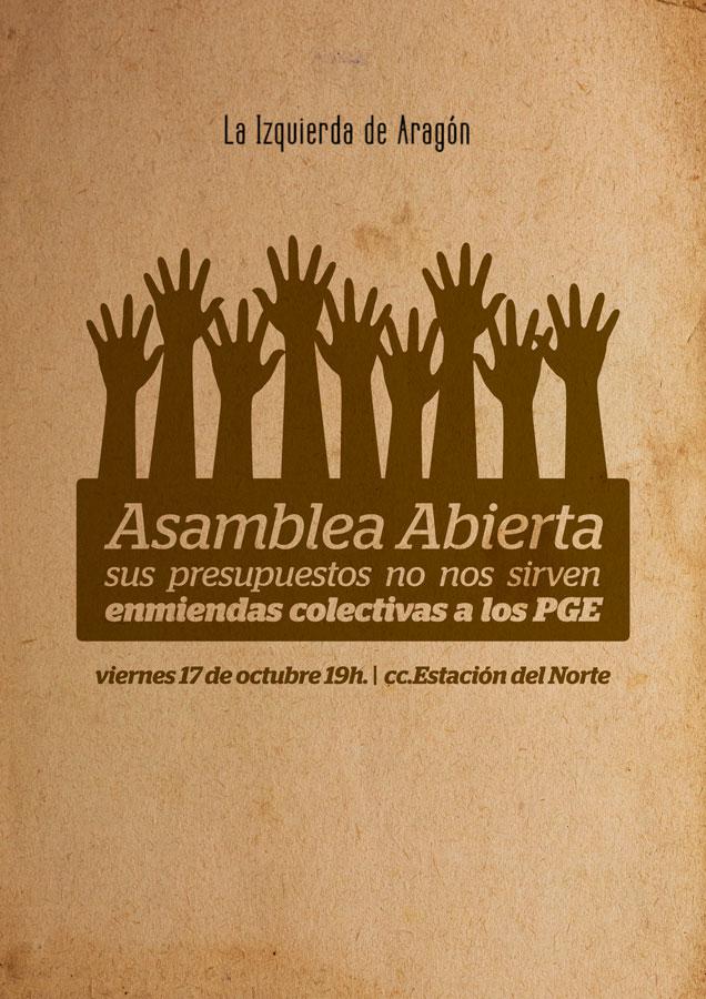 La Izquierda de Aragón convoca una asamblea abierta para la elaboración colectiva de enmiendas a los PGE 2015