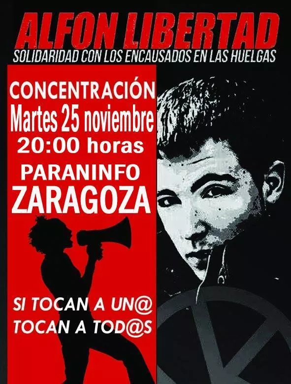 Llamamiento a la participación en la concentración que exige libertad para Alfon