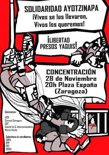 Llamamos a participar en la concentración en solidaridad con los estudiantes asesinados de Ayotzinapa