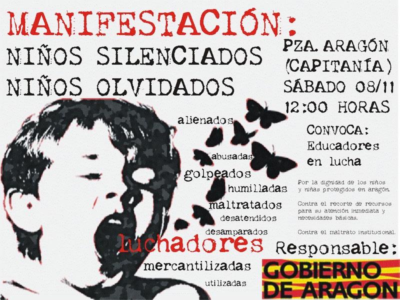 Nos sumamos a la manifestación “Niños silenciados, niños olvidados” convocada por la plantilla del COA mañana sábado en la plaza Aragón