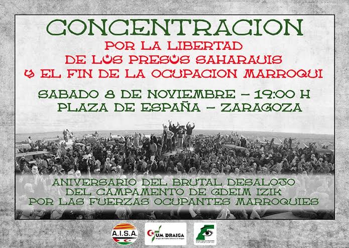 Participamos en la concentración en solidaridad con los presos políticos saharauis en huelga de hambre