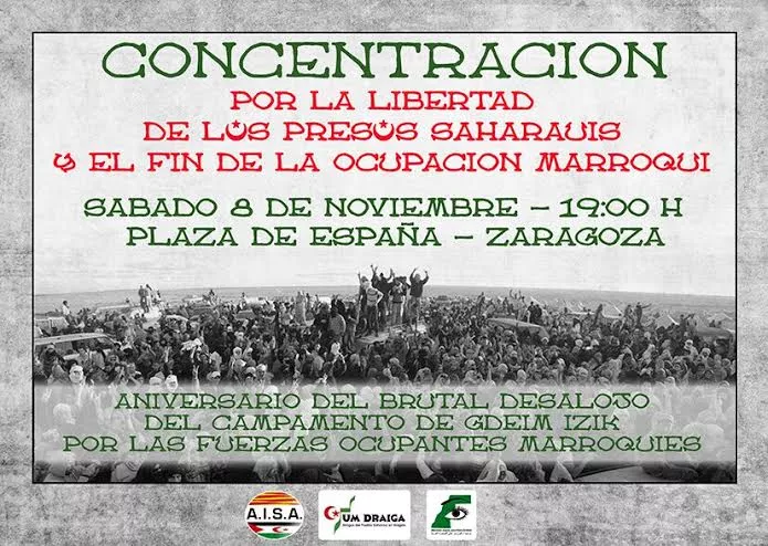 Participamos en la concentración en solidaridad con los presos políticos saharauis en huelga de hambre