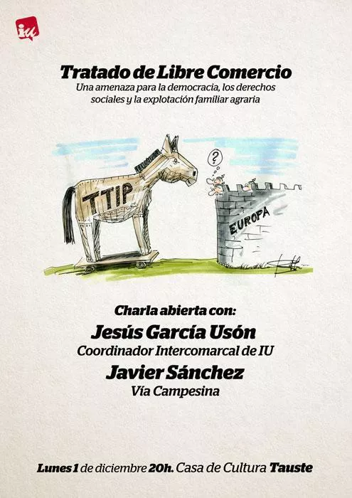 Ofrecemos una charla en Tauste para alertar sobre los efectos del Tratado de Libre Comercio (TTIP)