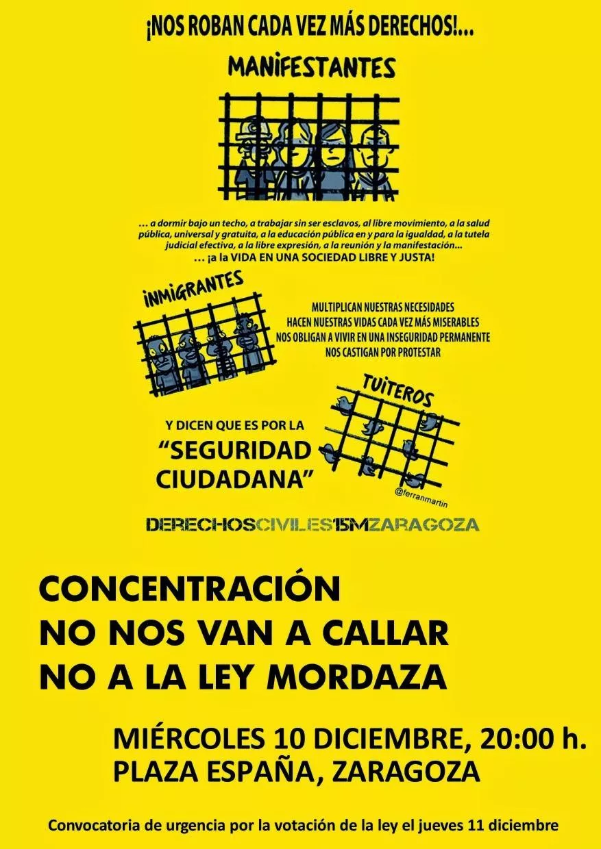 Apoyamos la concentración contra la Ley Mordaza