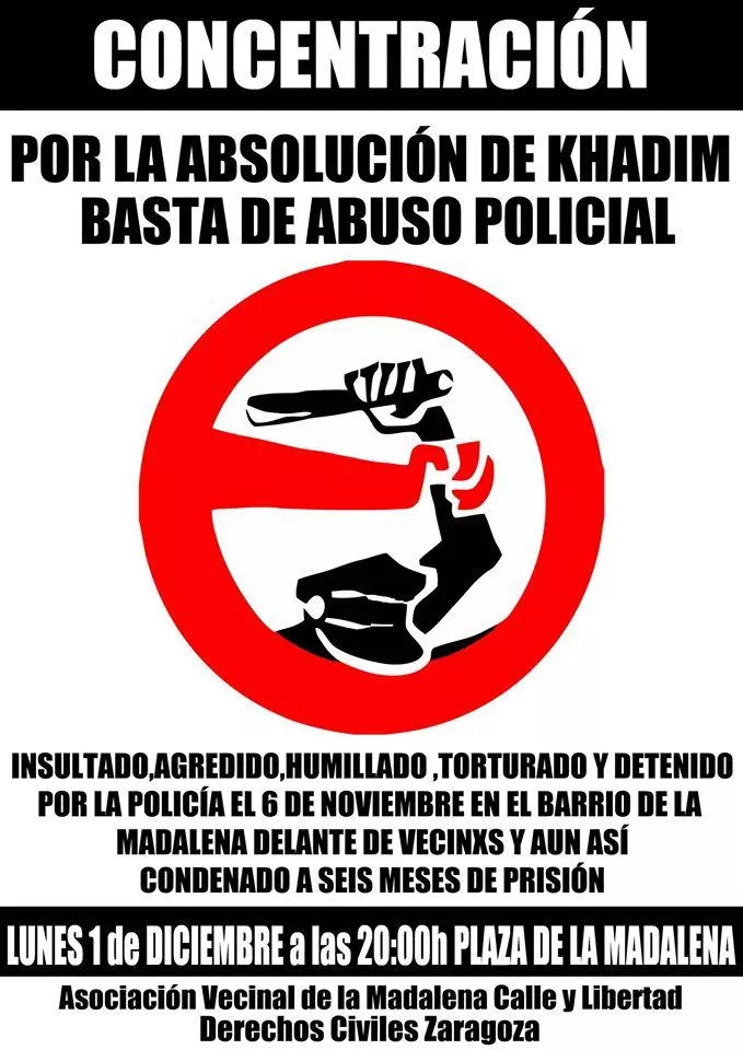 Hacemos un llamamiento a participar en la concentración en solidaridad con Khadim