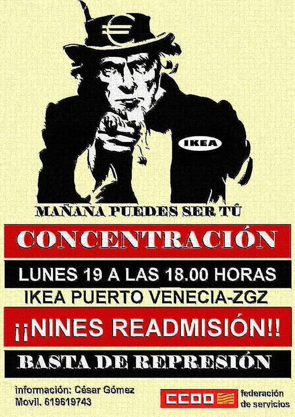 Hacemos un llamamiento a participar en la concentración por la readmisión de una trabajadora de Ikea