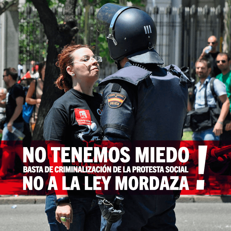 Apoyamos las movilizaciones convocadas en Aragón este domingo contra la Ley Mordaza