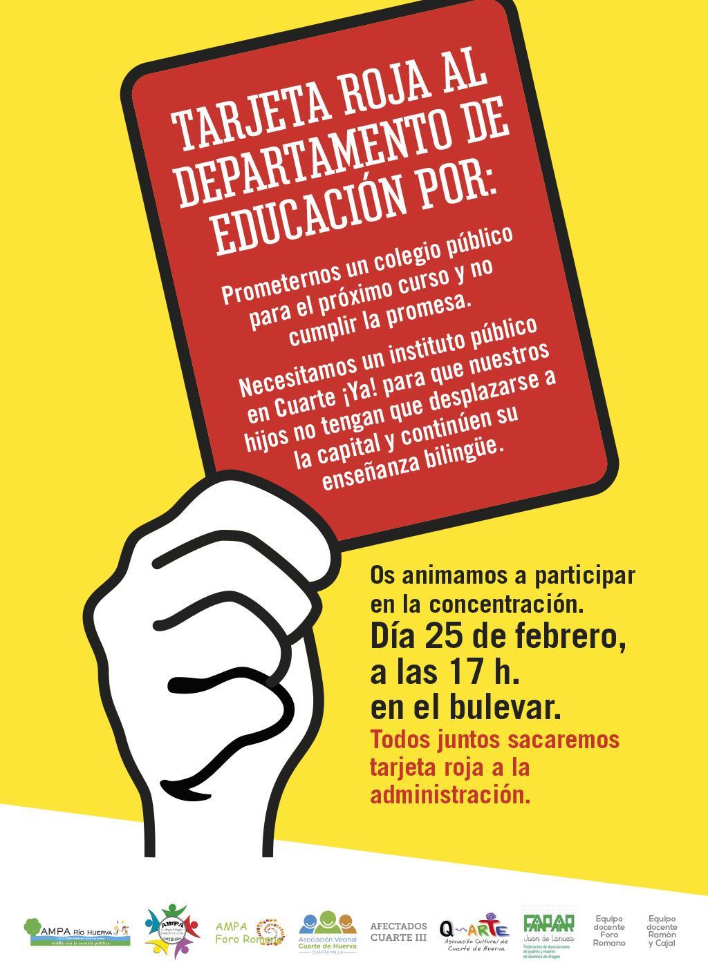 Participamos en la concentración convocada para exigir un nuevo colegio público en Cuarte de Huerva