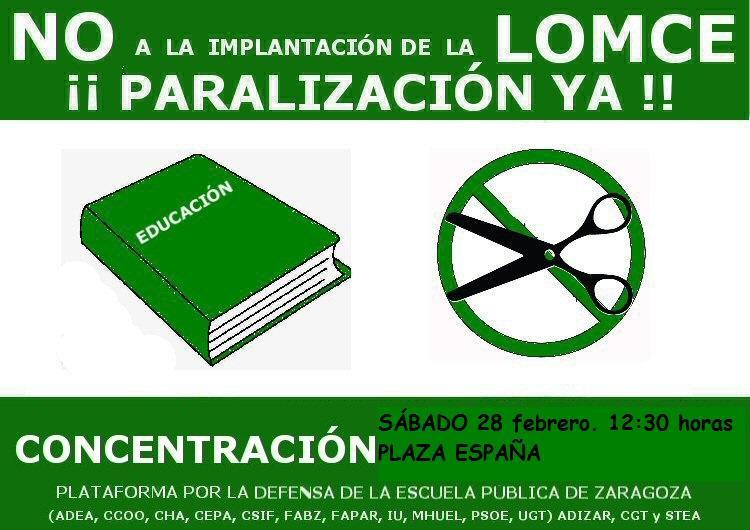 Participamos en la concentración para exigir la paralización de la LOMCE