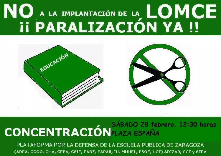 Participamos en la concentración para exigir la paralización de la LOMCE