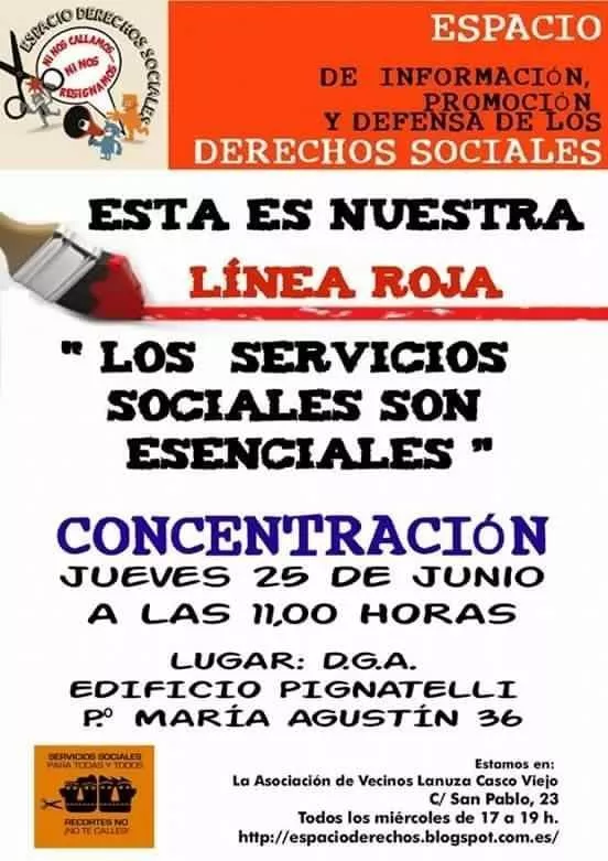 Nos sumamos la concentración en defensa de los servicios sociales convocada en Zaragoza