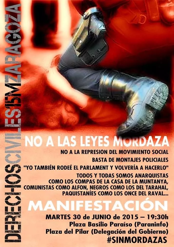 Llamamiento a la movilización contra la entrada en vigor de la Ley Mordaza
