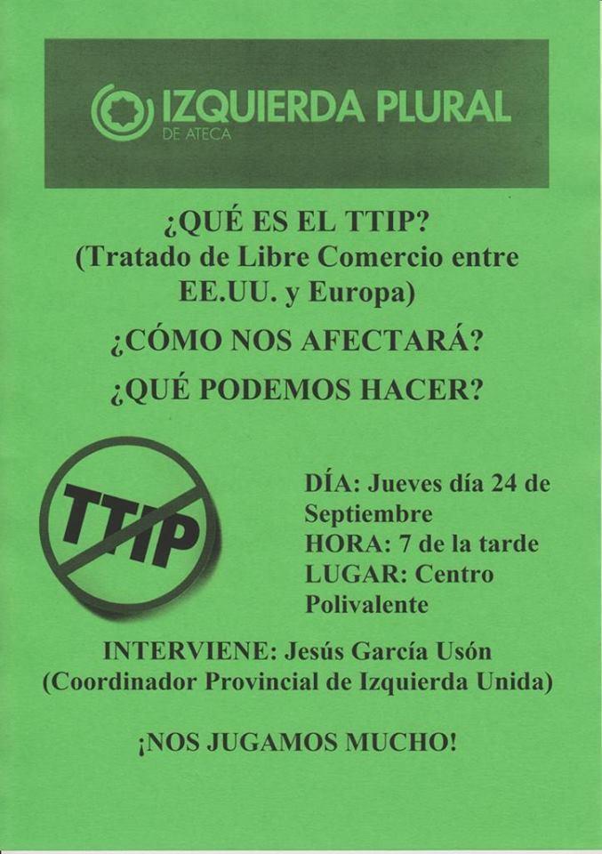 Charla sobre los efectos del TTIP organizada por Izquierda Plural de Ateca