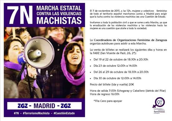 El 7N nos vamos a Madrid para participar en la Marcha contra las violencias machistas. Apúntate y participa con nosotras