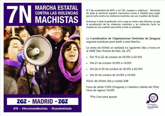 El 7N nos vamos a Madrid para participar en la Marcha contra las violencias machistas. Apúntate y participa con nosotras