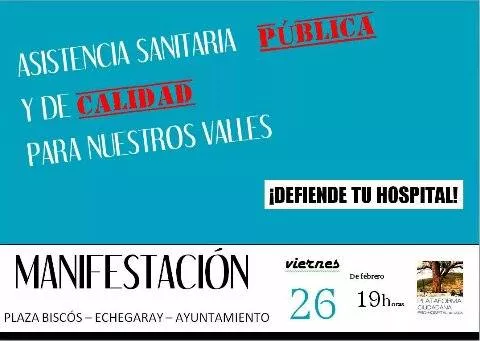 Nos sumamos a las voces que exigen una sanidad de calidad en el hospital de Jaca