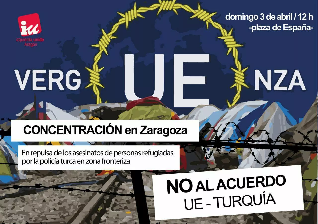 Llamamiento a la participación masiva en la concentración convocada en Zaragoza contra el acuerdo UE-Turquía sobre las personas refugiadas