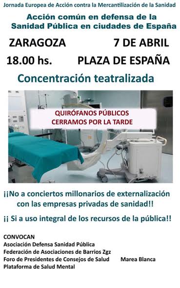 Llamamiento a la participación en la movilización contra la mercantilización de la sanidad