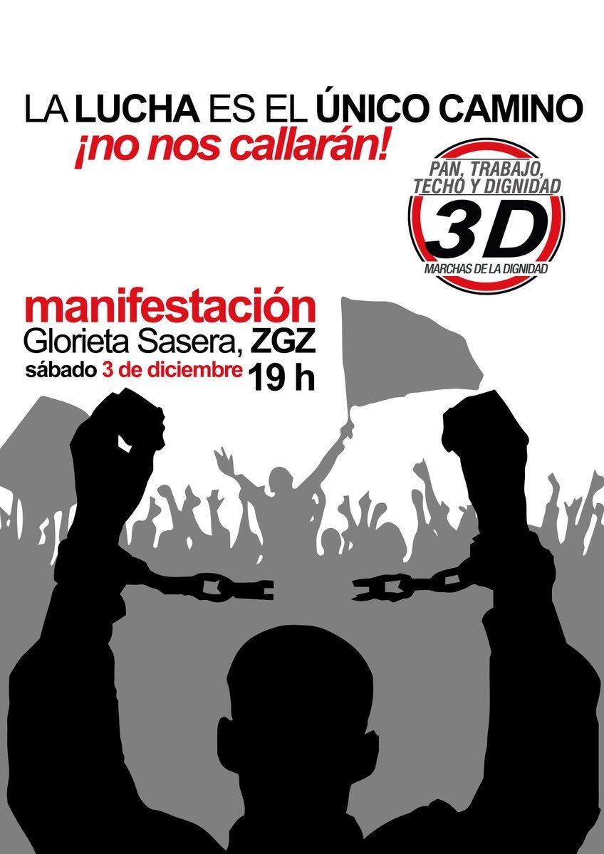Llamamiento a la participación en las movilizaciones de las Marchas de la Dignidad convocadas en todo el Estado. «Pan, trabajo, techo y dignidad»
