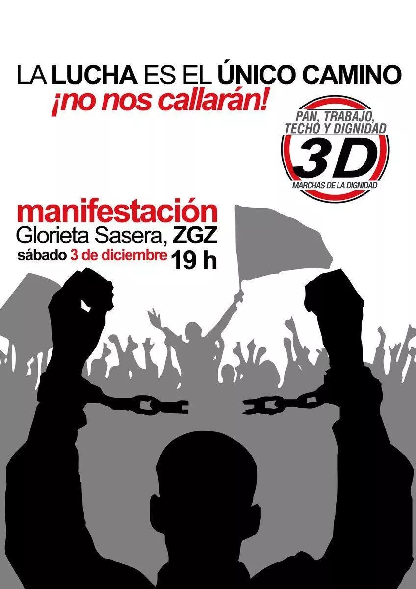 Llamamiento a la participación en las movilizaciones de las Marchas de la Dignidad convocadas en todo el Estado. «Pan, trabajo, techo y dignidad»