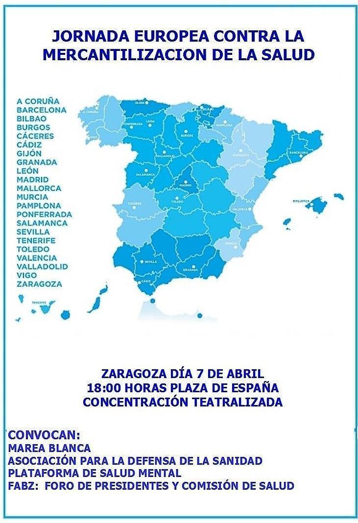 Llamamiento a la participación en la concentración convocada contra la mercantilización de la salud