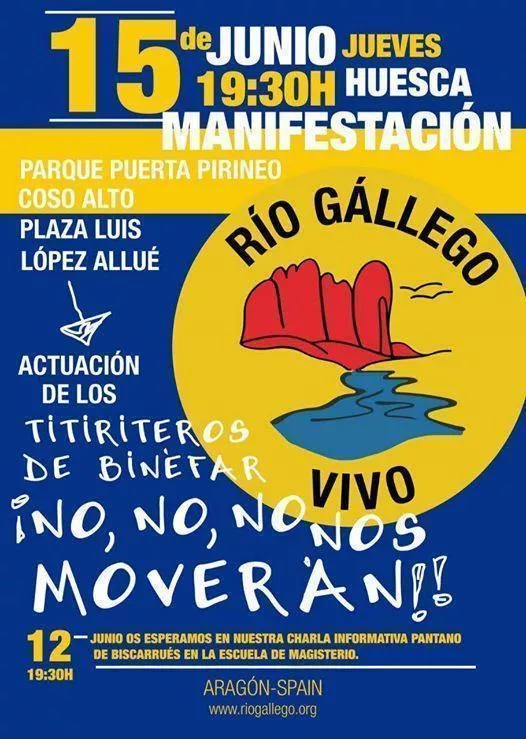 “Río Gállego Vivo”. Apoyamos la manifestación contra la construcción del pantano de Biscarrués