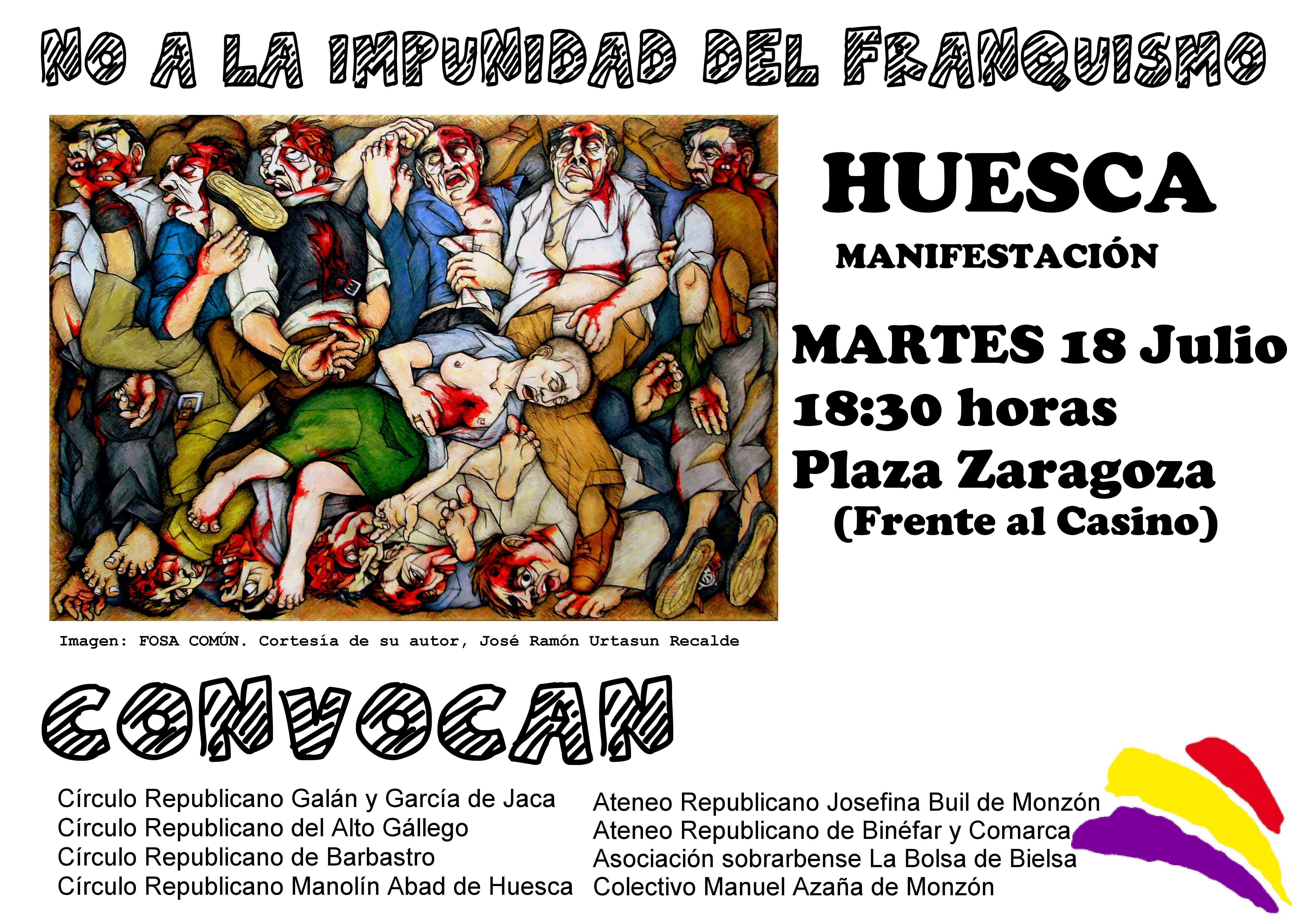 Llamamiento a la participación en la manifestación organizada en Huesca contra la impunidad del Franquismo