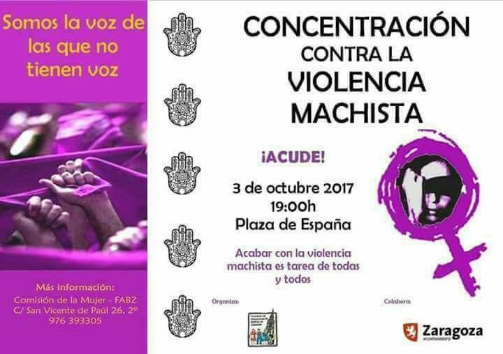 Nos sumamos a la concentración convocada por la FABZ contra la violencia machista