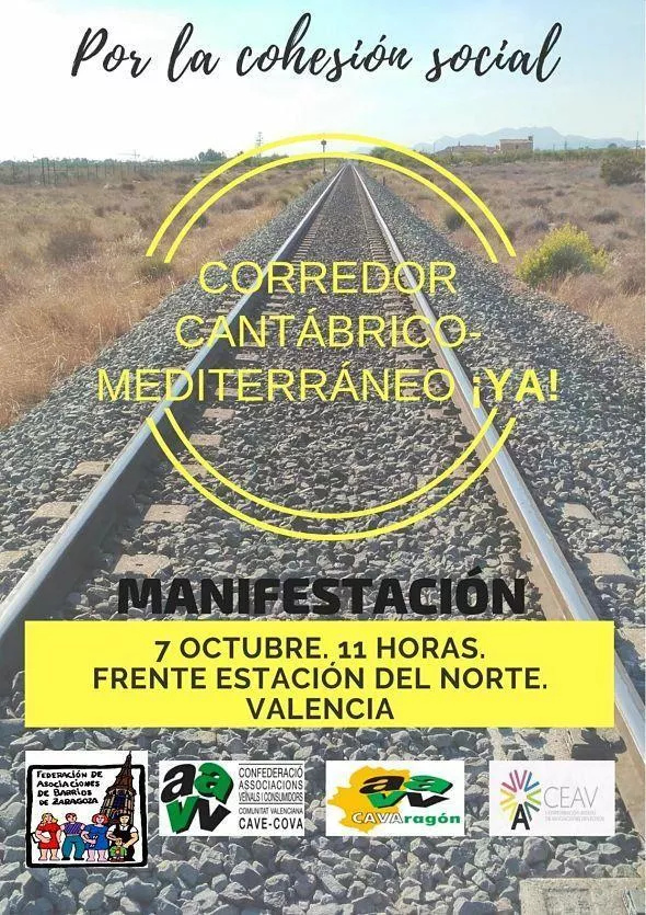 Este domingo vamos a Valencia a la manifestación “Todos unidos por el corredor ferroviario”