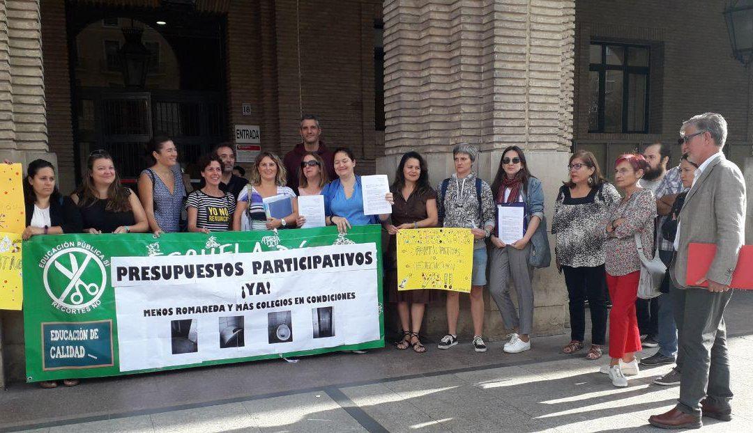 Zaragoza en Común muestra su apoyo a los Colegios Públicos afectados por la paralización de los Presupuestos Participativos